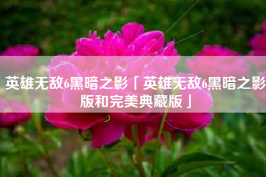 英雄无敌6黑暗之影「英雄无敌6黑暗之影版和完美典藏版」