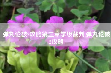 弹丸论破2攻略第三章学级裁判,弹丸论破2攻略