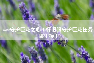 wow守护巨龙之心（怀旧服守护巨龙任务哪里接）
