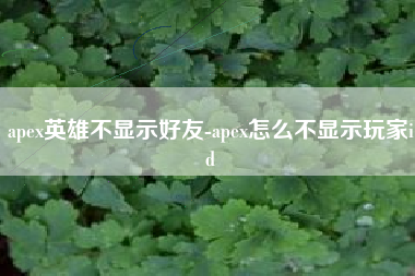 apex英雄不显示好友-apex怎么不显示玩家id