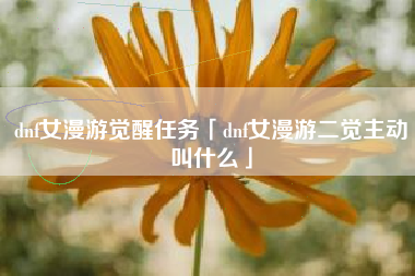 dnf女漫游觉醒任务「dnf女漫游二觉主动叫什么」