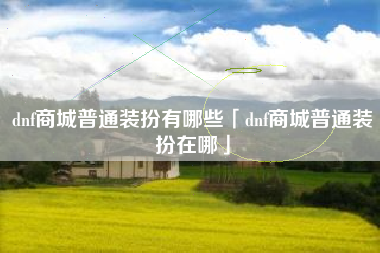 dnf商城普通装扮有哪些「dnf商城普通装扮在哪」