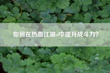 如何在热血江湖sf中提升战斗力？