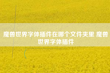 魔兽世界字体插件在哪个文件夹里 魔兽世界字体插件
