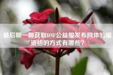最后聊一聊获取DNF公益服发布网体验服资格的方式有哪些？