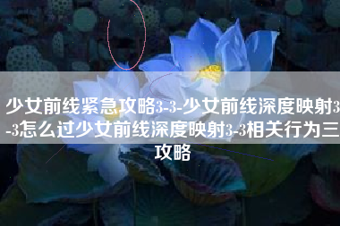 少女前线紧急攻略3-3-少女前线深度映射3-3怎么过少女前线深度映射3-3相关行为三攻略