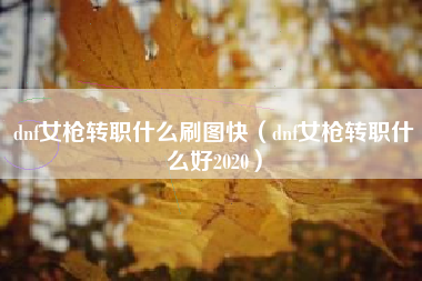 dnf女枪转职什么刷图快（dnf女枪转职什么好2020）