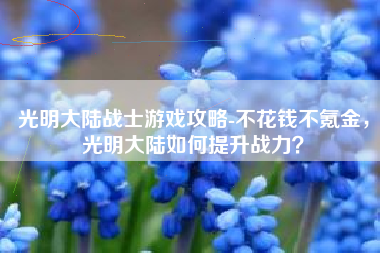 光明大陆战士游戏攻略-不花钱不氪金，光明大陆如何提升战力？