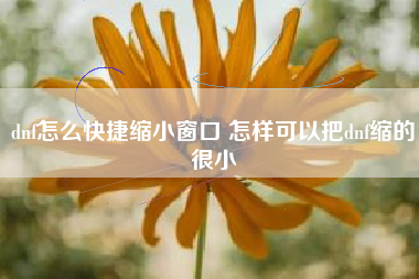 dnf怎么快捷缩小窗口 怎样可以把dnf缩的很小