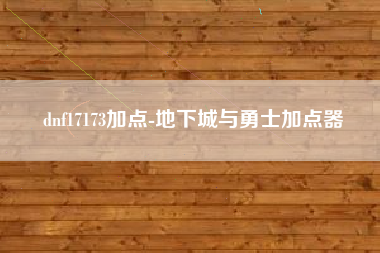 dnf17173加点-地下城与勇士加点器