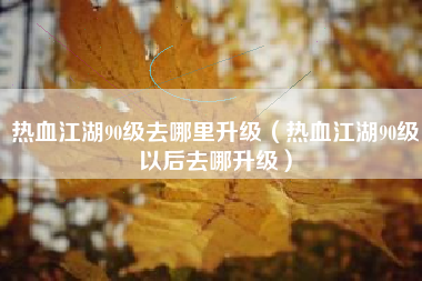 热血江湖90级去哪里升级（热血江湖90级以后去哪升级）