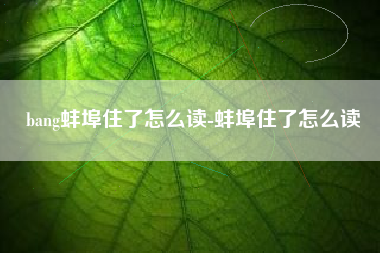 bang蚌埠住了怎么读-蚌埠住了怎么读