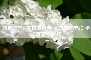 防御阵型20关攻略视频-《防御阵型2》全流程正文攻略