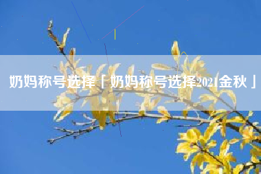 奶妈称号选择「奶妈称号选择2021金秋」