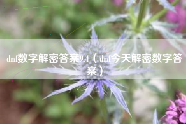 dnf数字解密答案9.4（dnf今天解密数字答案）