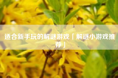 适合新手玩的解谜游戏「解谜小游戏推荐」
