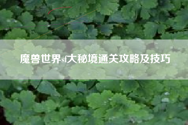 魔兽世界sf大秘境通关攻略及技巧