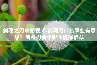 剑魂之刃攻略视频-剑魂刃什么职业有意思？剑魂刃新手职业选择推荐