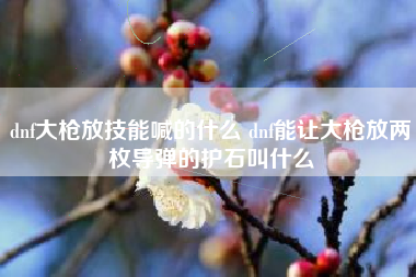 dnf大枪放技能喊的什么 dnf能让大枪放两枚导弹的护石叫什么
