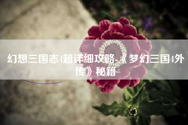 幻想三国志4超详细攻略-《梦幻三国4外传》秘籍