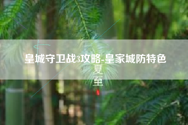 皇城守卫战3攻略-皇家城防特色