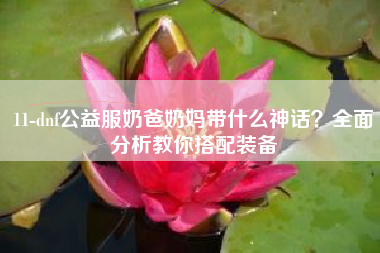 11-dnf公益服奶爸奶妈带什么神话？全面分析教你搭配装备