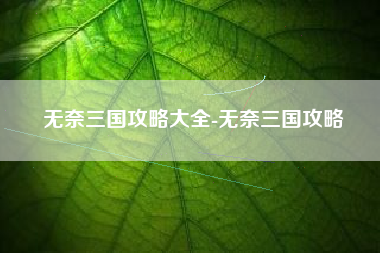 无奈三国攻略大全-无奈三国攻略