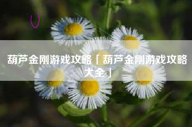 葫芦金刚游戏攻略「葫芦金刚游戏攻略大全」
