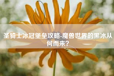 圣骑士冰冠堡垒攻略-魔兽世界的黑冰从何而来？