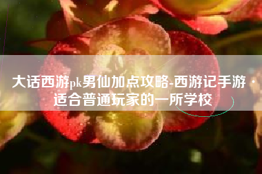大话西游pk男仙加点攻略-西游记手游·适合普通玩家的一所学校