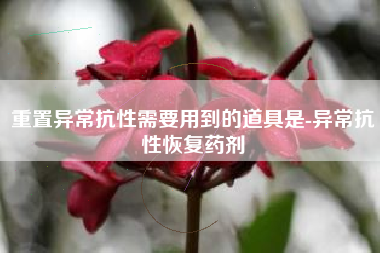 重置异常抗性需要用到的道具是-异常抗性恢复药剂
