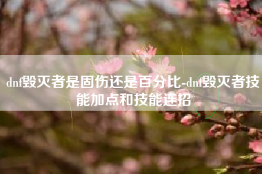 dnf毁灭者是固伤还是百分比-dnf毁灭者技能加点和技能连招