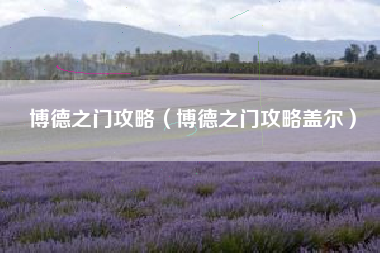 博德之门攻略（博德之门攻略盖尔）