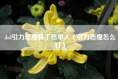 dnf引力恶魔薛丁恶单人（引力恶魔怎么打）