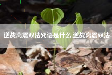 逆战离震双法咒语是什么,逆战离震双法
