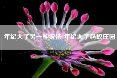 年纪大了另一种说法 年纪大了蚂蚁庄园