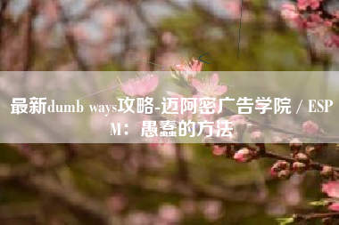 最新dumb ways攻略-迈阿密广告学院 / ESPM：愚蠢的方法