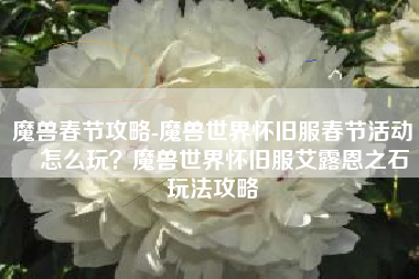 魔兽春节攻略-魔兽世界怀旧服春节活动​​怎么玩？魔兽世界怀旧服艾露恩之石玩法攻略