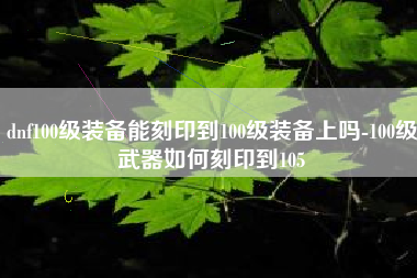 dnf100级装备能刻印到100级装备上吗-100级武器如何刻印到105