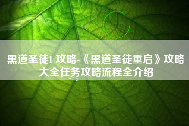 黑道圣徒1 攻略-《黑道圣徒重启》攻略大全任务攻略流程全介绍