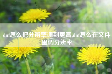 dnf怎么把分辨率调到更高,dnf怎么在文件里调分辨率
