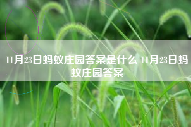 11月23日蚂蚁庄园答案是什么 11月23日蚂蚁庄园答案