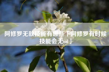 阿修罗无敌技能有哪些「阿修罗有时候技能会无cd」