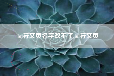 lol符文页名字改不了,lol符文页
