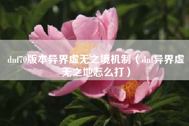 dnf70版本异界虚无之境机制（dnf异界虚无之地怎么打）
