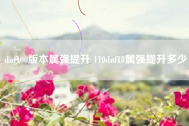 dnf100版本属强提升 110dnf18属强提升多少