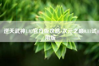 逆天武神1.03官方版攻略-次元之巅0.11试用版