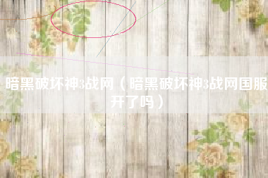暗黑破坏神3战网（暗黑破坏神3战网国服开了吗）