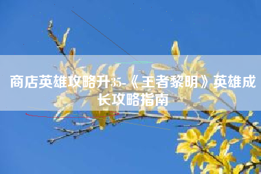 商店英雄攻略升35-《王者黎明》英雄成长攻略指南