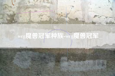 wcg魔兽冠军种族-wcg魔兽冠军